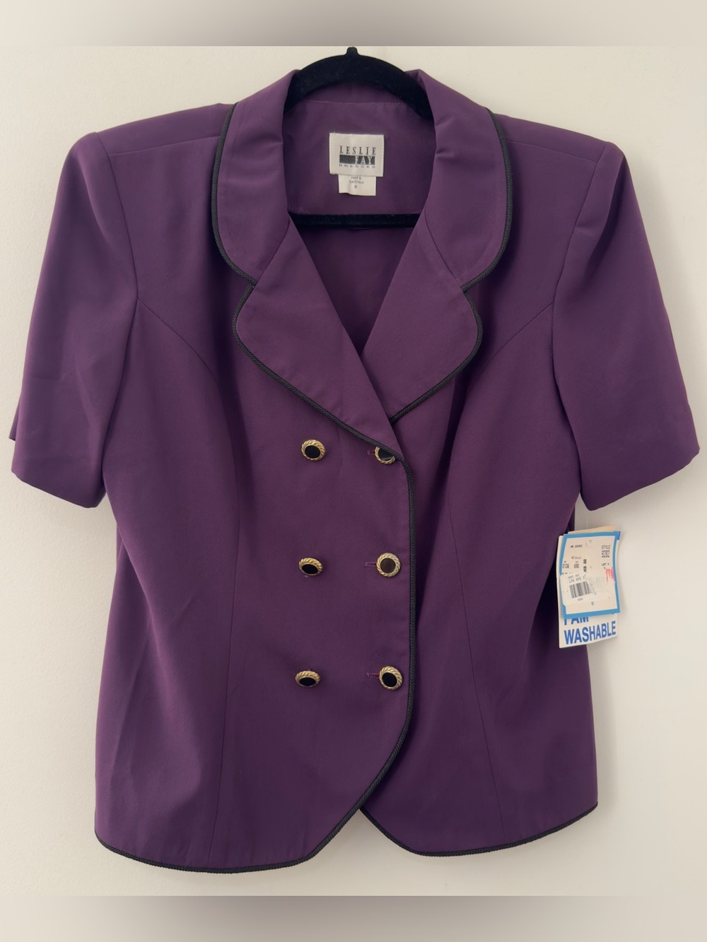 Vintage 1990s Leslie Fay Dresses Suit Jacket Blazer Purple Size 8 Medium Button